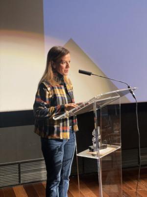 La concejala delegada de Turismo, Almudena Maíllo, participando en la entrega de los Premios a la Investigación del Cine Español
